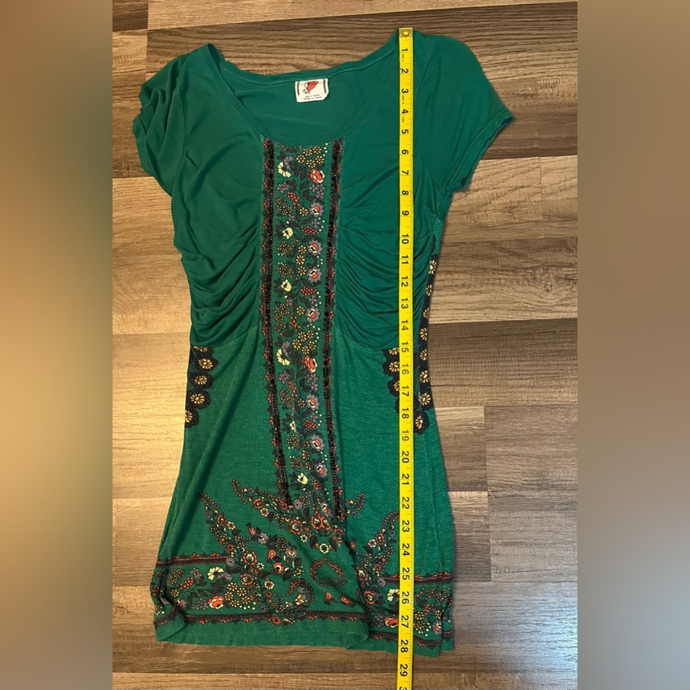 Free People Vintage Boho Beaded & Ruched Tunic SZ Small - Picture 11 of 11